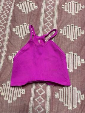 FP Movement by Free People Magenta Ribbed Cropped Tank